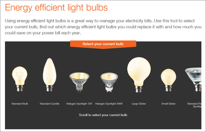 photo of different types of energy efficient light bulbs