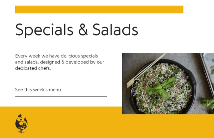 special and salads menu