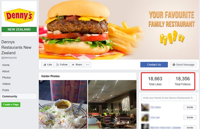 Dennys Restaurants New Zealand Facebook page