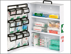 white first aid kit with supplies