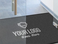 customised black welcome mat